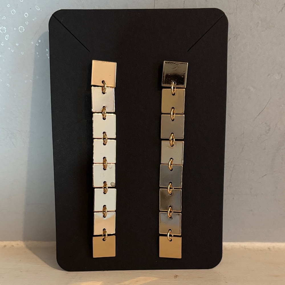 Gold Square Link Earrings